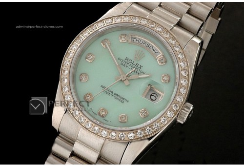 RLDDS10025 SS MOP Green Dial Diamond Markers/Bezel Eta 2836-2