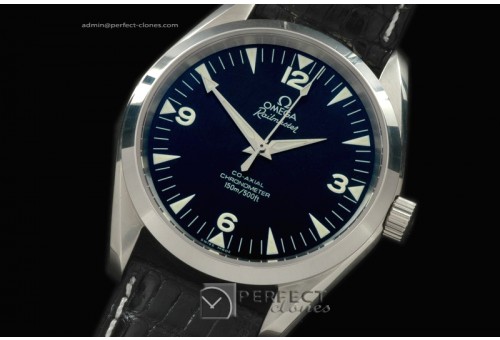 OMRA10004 SS Black 39mm In Leather Swiss Eta 2824-2