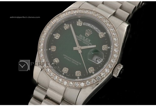 RLDDS10026 SS Burnt Green Dial Diamond Markers/Bezel Eta 2836