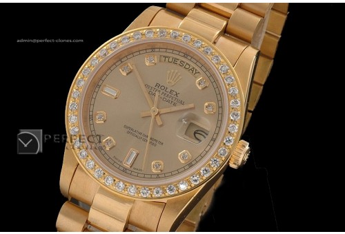 RLDDF10037 Full Gold Gold Dial Diamond Markers Diam Bez Eta 2836