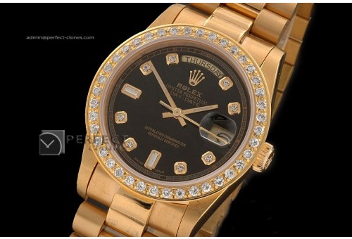 RLDDF10039 Full Gold Black Dial Diamond Markers Diam Bez Eta 283