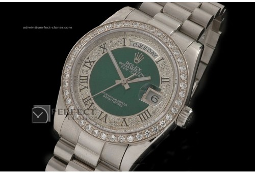 RLDDS10019 SS Full Diamonds Green Dial/Bezel Swiss Eta 2836-2