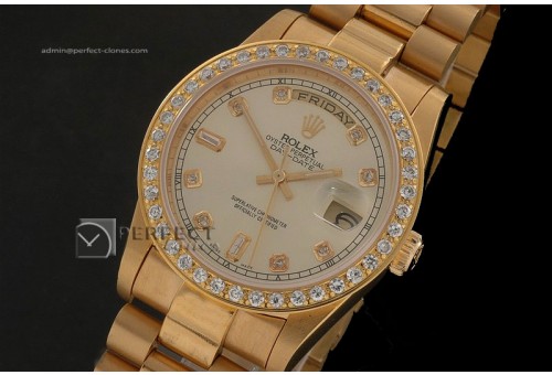 RLDDF10038 Full Gold Cream Dial Diamond Markers Diam Bez Eta 283
