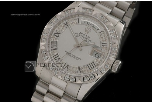 RLDDS10033 SS Diam/Wht Dial Roman Markers/ Diam Bezel Eta 2836