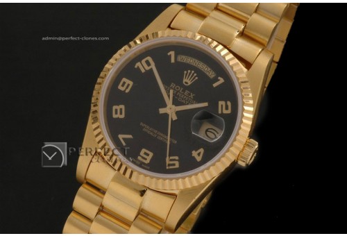 RLDDF10051 Full Gold Black Dial Numeral Markers Swiss Eta 2836