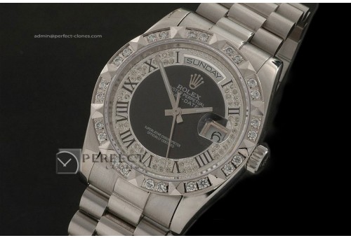 RLDDS10035 SS Diam/Blk Dial Roman Markers/ Diam Bezel Eta 2836