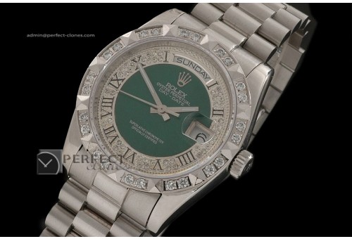 RLDDS10037 SS Diam/Green Dial Roman Markers/ Diam Bezel Eta 2836