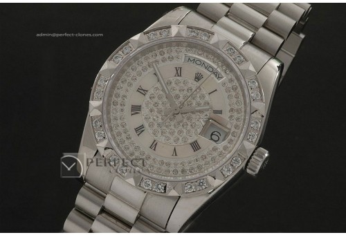 RLDDS10038 SS Diamond Dial Roman Markers/ Diam Bezel Eta 2836
