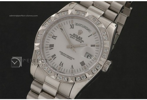 RLDDS1004SS White Dial Black Roman Markers/ Diam Bezel Eta 283
