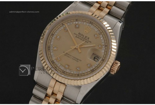 RDJMT10074 14K Wrapped Gold Dial Diamond Markers Swiss Eta 2836