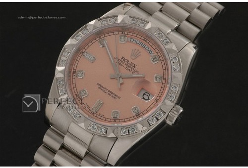 RLDDS10042 SS Salmon Dial Diamond Markers/ Diam Bezel Eta 2836