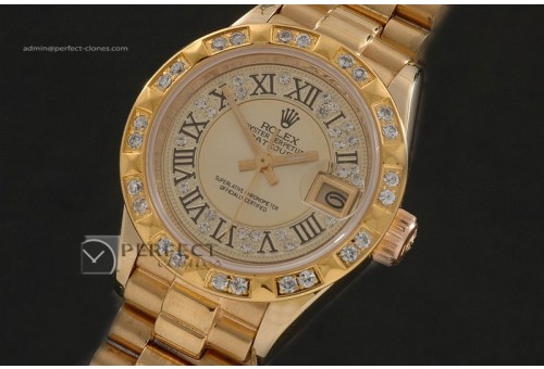 RDJLF1006FG Diamond/Gold Dial Roman Markers/Bez Eta 2671