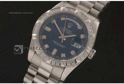 RLDDS10043 SS Dark Blue Dial Diamond Markers/ Diam Bezel Eta2836