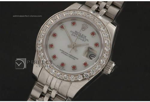 RDJLS10083 SS MOP White Dial Pres Ruby Marker/Bez Eta 2671