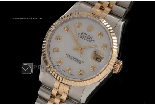 RDJMT10075 14K Wrapped MOP White Dial Diamond Markers Swiss Eta