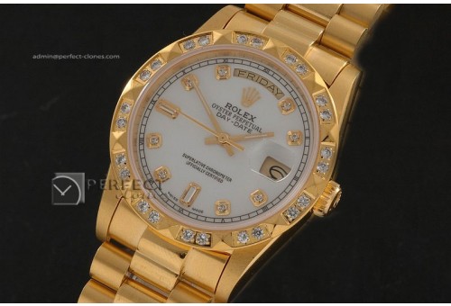 RLDDF10045 Full Gold White Dial Diam Markers/Bez Eta 2836