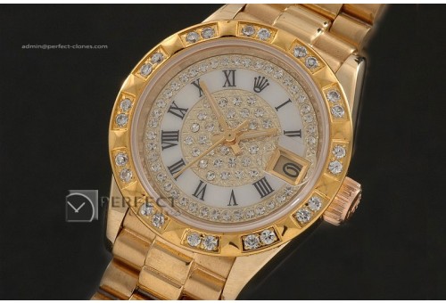 RDJLF10063 FG Diamond/White Dial Roman Markers/Bez Eta 2671