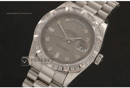 RLDDS10046 SS Grey Dial Diamond Markers/ Diam Bezel Eta 2836-2