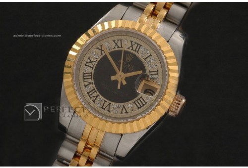 RDJLT00192 TT Jubilee Diam/Roman Pearl Black Swiss Eta 2671-2