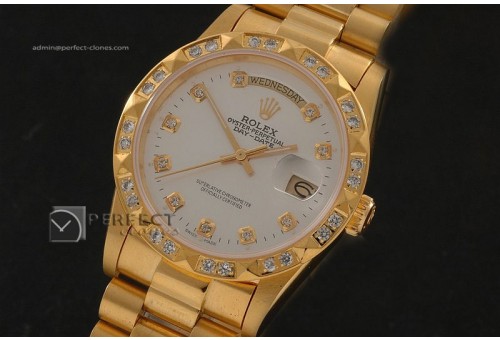 RLDDF10049 Full Gold White Dial Diam Markers/Bez Eta 2836