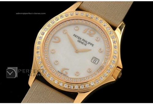 PP01019 Ladies Calastrava 4096 MOP White Swiss Quartz