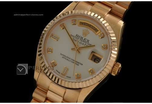 RLDDF10053 Full Gold White Fabric Tex Dial Diam Markers Eta 2836