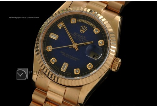 RLDDF10056 Full Gold Burnt Blue Dial Diam Markers Eta 2836