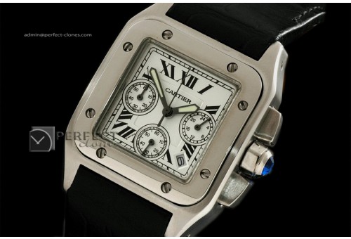CARS10007 Ladies Santos 10Chrono SS White Quartz Working Chron