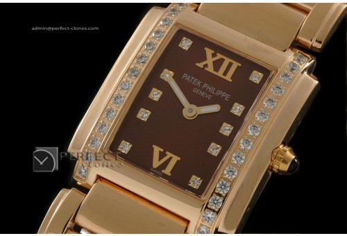 PP01013 Ladies 24 Hours Single Diamonds YG Chocolate Swiss Quart