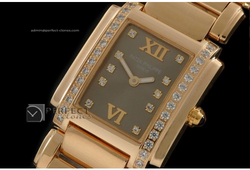 PP01016 Ladies 24 Hours Single Diamonds YG Grey Swiss Quartz