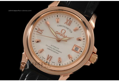 OMDE10013 RG White Dial Leather Strap Swiss Eta 2824-2