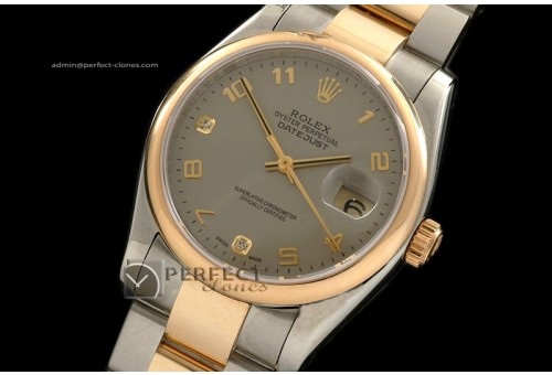 RDJMT10086 14K Wrapped TT Grey Dial Diam/Num Markers Osyter Eta