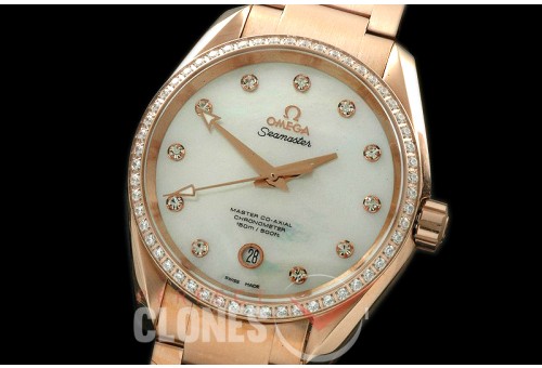 OMAT385-111SD Aqua Terra Ladies RG/RG MOP White A-2824