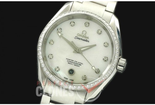 OMAT385-101SD Aqua Terra Ladies SS/SS MOP White A-2824
