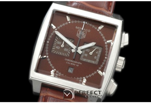 TGM00911 Monaco Classic SS/LE Brown Jap OS2Quartz Chrono