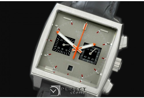 TGM00915 Monaco Classic SS/LE Grey Jap OS2Quartz Chrono