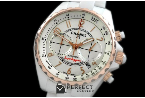 CHA00012 Superleggera Chrono RG/CER White Japanese Qtz Jap OS 20