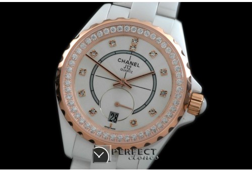 CHA365-113D J12 365 TT CER/CER White Diam Swiss Qtz