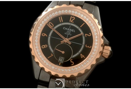 CHA365-112D J12 365 TT CER/CER Black Num Swiss Qtz