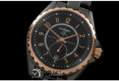 CHA365-112 J12 365 TT CER/CER Black Num Swiss Qtz