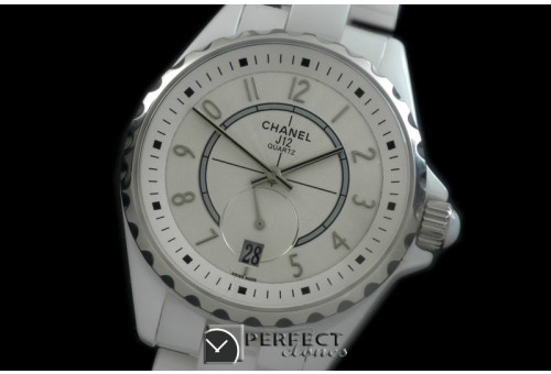 CHA365-101 J12 365 CER/CER White Num Swiss Qtz