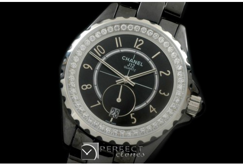 CHA365-102D J12 365 CER/CER Black Num Swiss Qtz