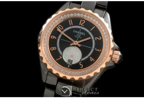 CHA365-116D J12 365 TT CER/CER Black Num Swiss Qtz
