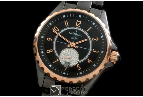 CHA365-116 J12 365 TT CER/CER Black Num Swiss Qtz