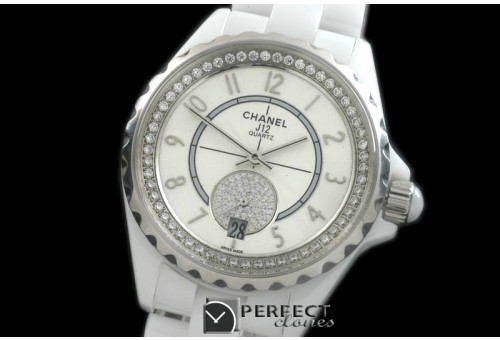 CHA365-105D J12 365 CER/CER White Num Swiss Qtz