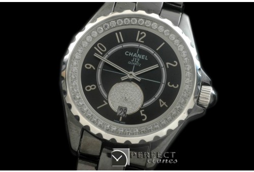 CHA365-106D J12 365 CER/CER Black Num Swiss Qtz