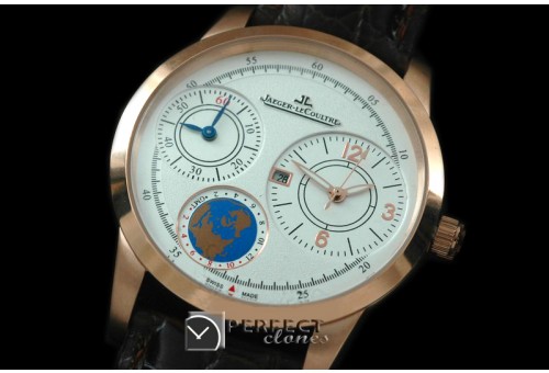 JLDW-106 Duometre World RG/LE White Jap Qtz 2-Time Zone