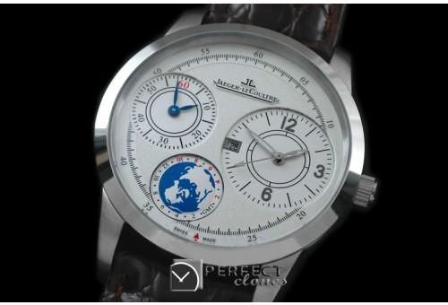 JLDW-101 Duometre World SS/LE White Jap Qtz 2-Time Zone