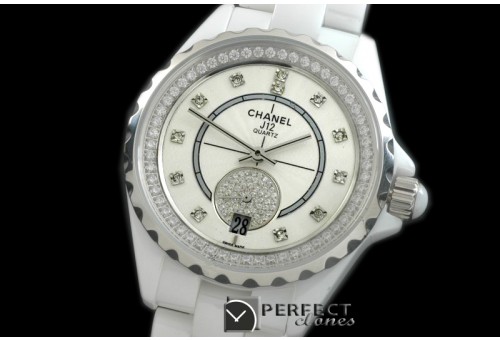 CHA365-107D J12 365 CER/CER White Diam Swiss Qtz