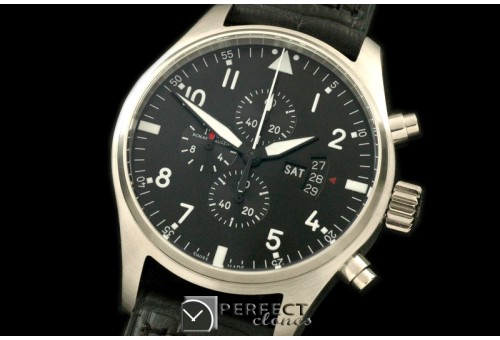 IWP10118 Pilot Chrono 3878 SS/LE Black Jap OS2Qtz